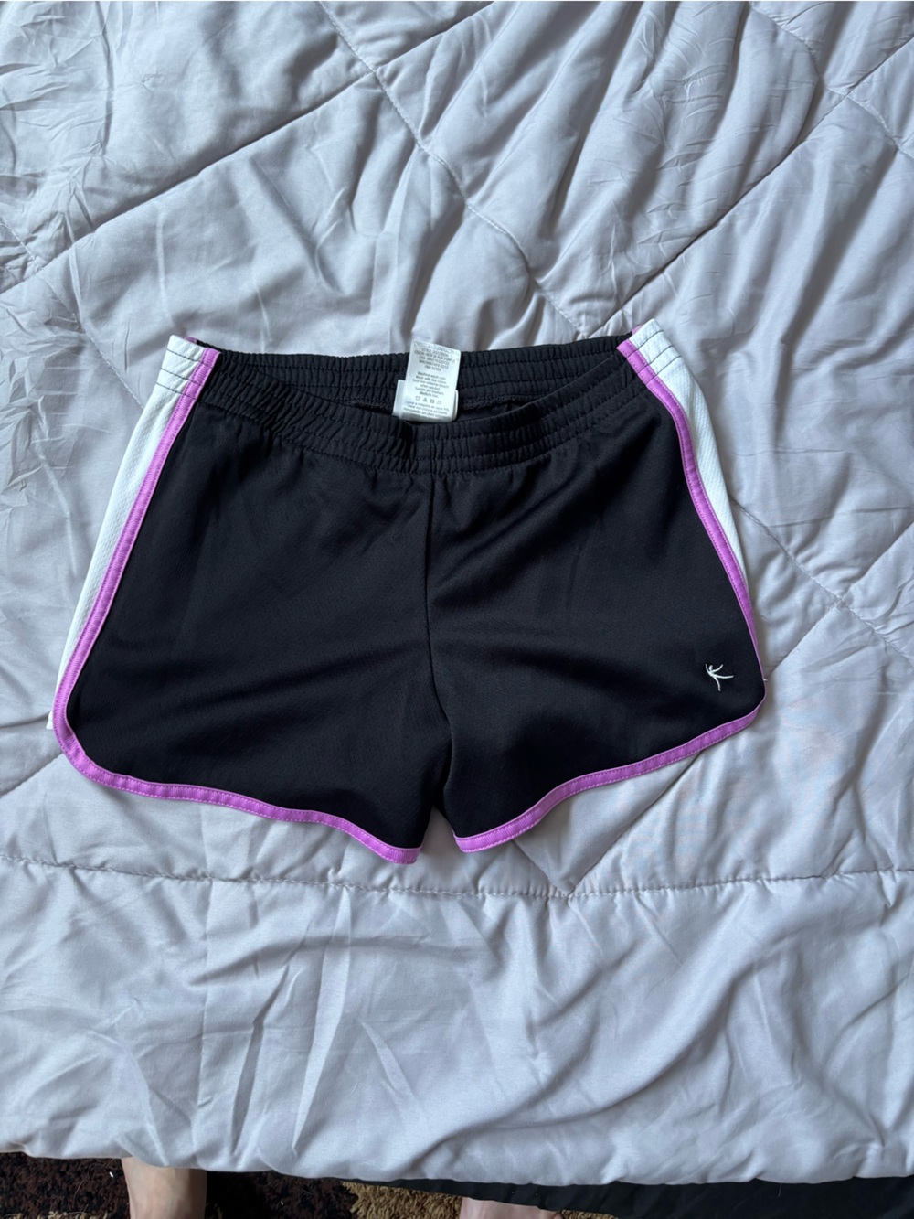 Juniors Black Athletic Shorts with purple Trim